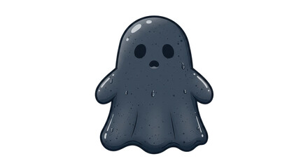 Isolated Cartoon Ghost with Sad Expression
