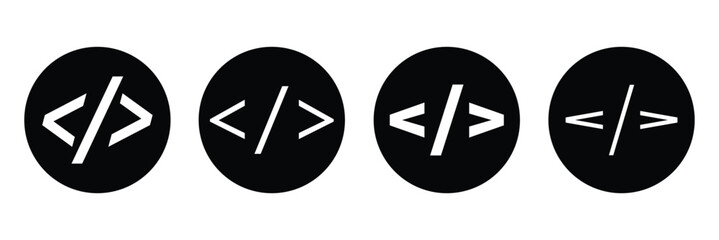 Code icon. Code html signs. Program coding icons. Coding sign. Stock vector illustration.