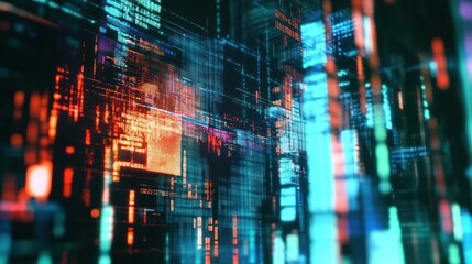 Abstract digital landscape of data, technology-themed background image.