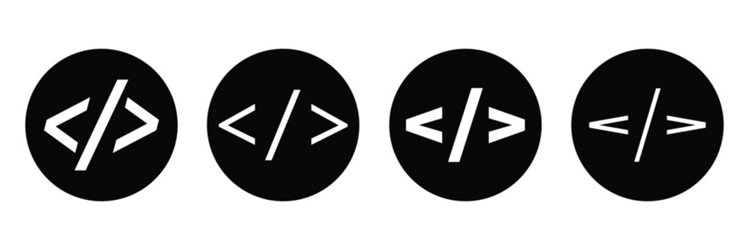 Code icon. Code html signs. Program coding icons. Coding sign. Stock vector illustration.