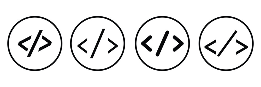 Code icon. Code html signs. Program coding icons. Coding sign. Stock vector illustration.