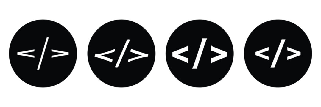 Code icon. Code html signs. Program coding icons. Coding sign. Stock vector illustration.