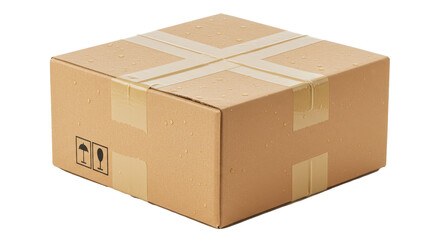 Isolated Cardboard Box with Warning Symbols