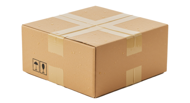 Isolated Cardboard Box with Warning Symbols