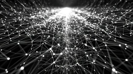 Abstract network pattern with symmetrical interconnected nodes.