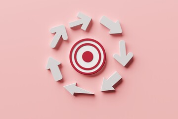 Conceptual render of a target with surrounding arrows