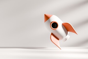 Stylized rocket in mid-flight
