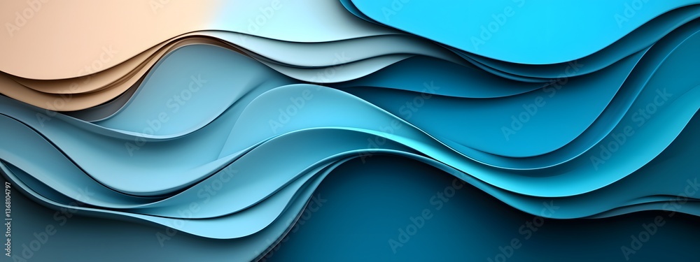 Poster captivating digital flow shimmering blue algorithmic waves of fluid data visualization abstract mono