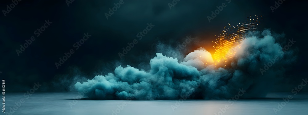 Poster captivating digital undulations traversing a stark monochrome landscape symbolizing the dynamic tran