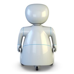 Illustration 3D AI Robot Assistant White on White Background