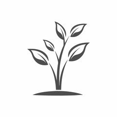 Simple Plant and Leaves Vector Icon.