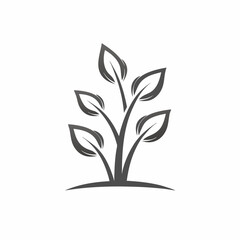 Simple Plant and Leaves Vector Icon.