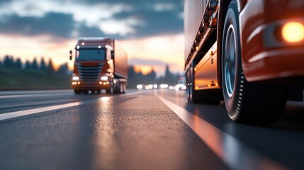 Obraz premium Logistics Banner with Real Cargo Trucks in a Modern Industrial Setting. This image depicts a detailed, large-scale logistics landscape featuring various transportation and distribution elements.
