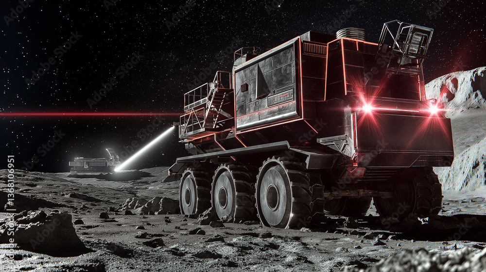 Fototapete this heavy machinery is extracting regolith from an asteroid for processing and refinement.