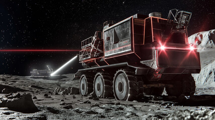 This Heavy machinery is extracting regolith from an asteroid for processing and refinement.