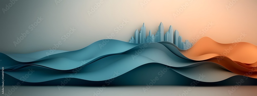 Poster captivating indigo digital waves flow over a monochrome gradient canvas evoking the fluid dynamic es