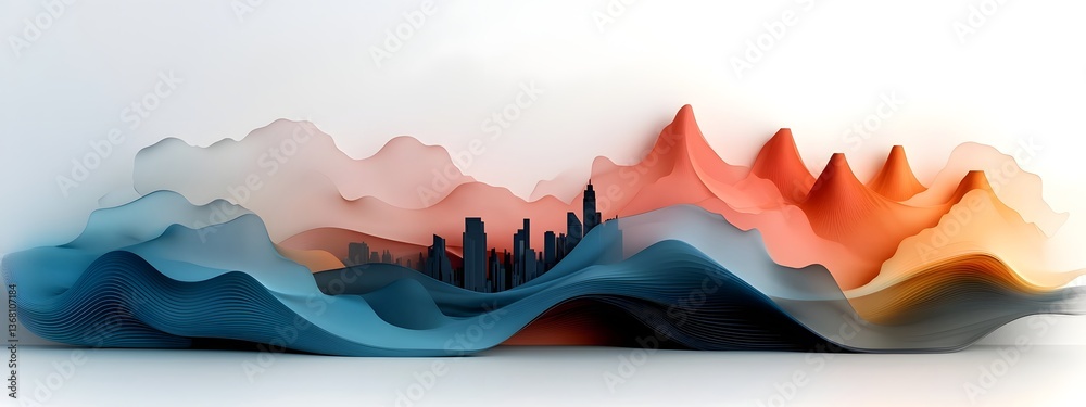 Poster captivating indigo digital waves flowing over a monochrome gradient canvas evoking the captivating f