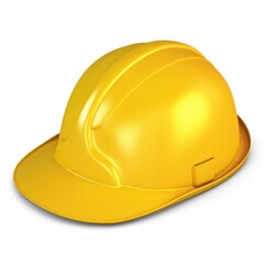 Illustration 3D Hard Hat Yellow on White Background