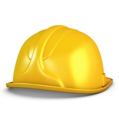 Illustration 3D Hard Hat Yellow on White Background