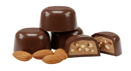 Isolated Chocolate Candies with Almonds