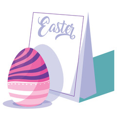 Vector image of an Easter egg icon with a sign on a white background