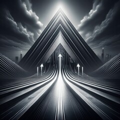 Obraz premium creative upward arrow technology and business growth concept background