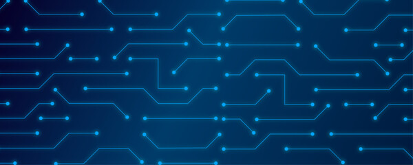Abstract futuristic circuit board hi tech lines blue background. Technology circuit board background design. Modern technology circuit board or Artificial intelligence AI. Blue Abstract Sci-F PCB. 