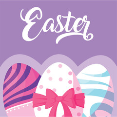 Vector image of Easter eggs icon on purple background