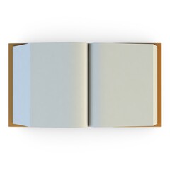 Illustration 3D Open Hardcover Book on White Background