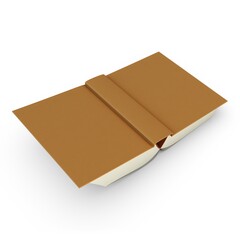 Illustration 3D Open Hardcover Book on White Background