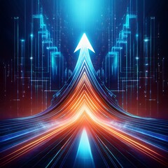 Naklejka premium creative upward arrow technology and business growth concept background