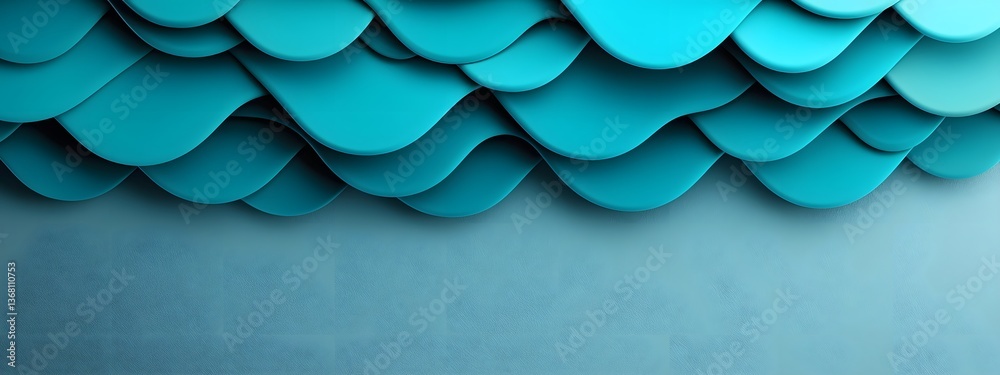 Poster cascading tides of cerulean code a dynamic technological evolution vibrant rippling waves of abstrac