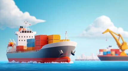 Aerial view of a large international shipping port at night, showcasing the bustling logistics with container ships, cranes, and warehouses.