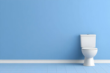 Minimalist blue bathroom with a single toilet