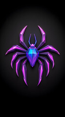 Low-poly iridescent spider on black background