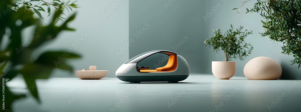 Poster elegant streamlined form of an advanced optical amplifier showcasing a seamless blend of form and fu