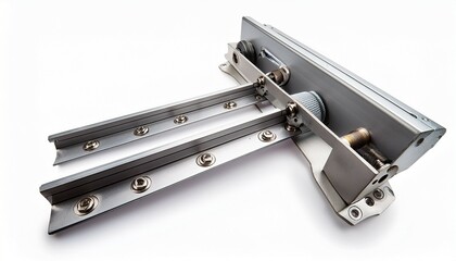 sliding door roller and latch mechanism isolated with white background