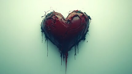 A distressed heart shaped object painted on a wall