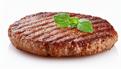 Obraz premium grilled hamburger cutlet isolated on white background