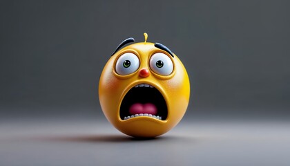 Cartoon Emoji Showing Fear with Open Mouth and Bulging Eyes