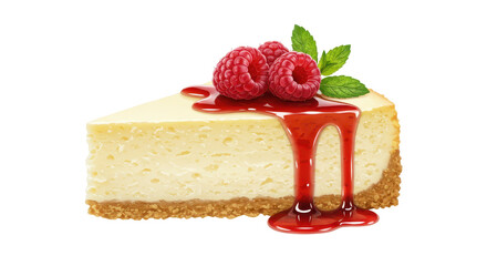 Isolated Raspberry Cheesecake Slice