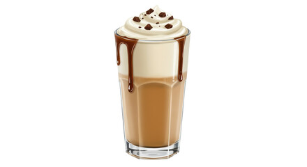 Isolated Iced Coffee with Chocolate Drizzle and Whipped Cream