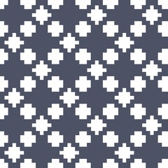 Abstract Geometric Pixel Art Pattern with Symmetric Dark Gray and White Shapes