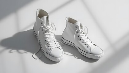 Sneakers on Clean White Background with Minimalist Style