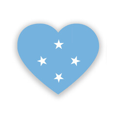 Micronesia national flag in heart shape isolated on white. Illustration