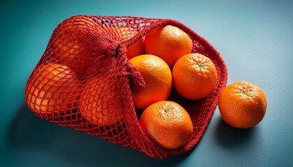 oranges in red mesh bag
