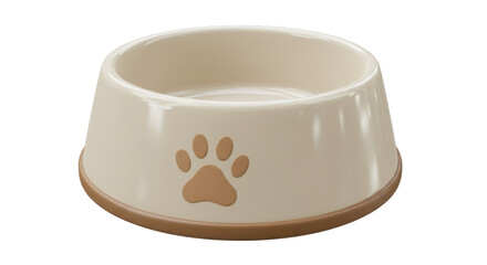 Isolated Pet Food Bowl with Paw Print