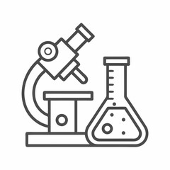Microscope and Flask Laboratory Vector Icon.