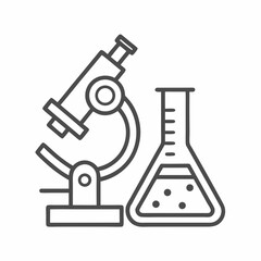 Microscope and Flask Laboratory Vector Icon.