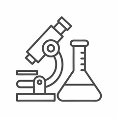 Microscope and Flask Laboratory Vector Icon.